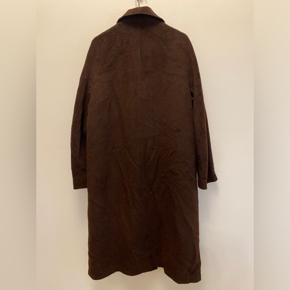 Prague Womens Wool Alpaca Long Coat Dark Brown Oversized Slouchy Relaxed Fit XXL - Picture 2 of 10